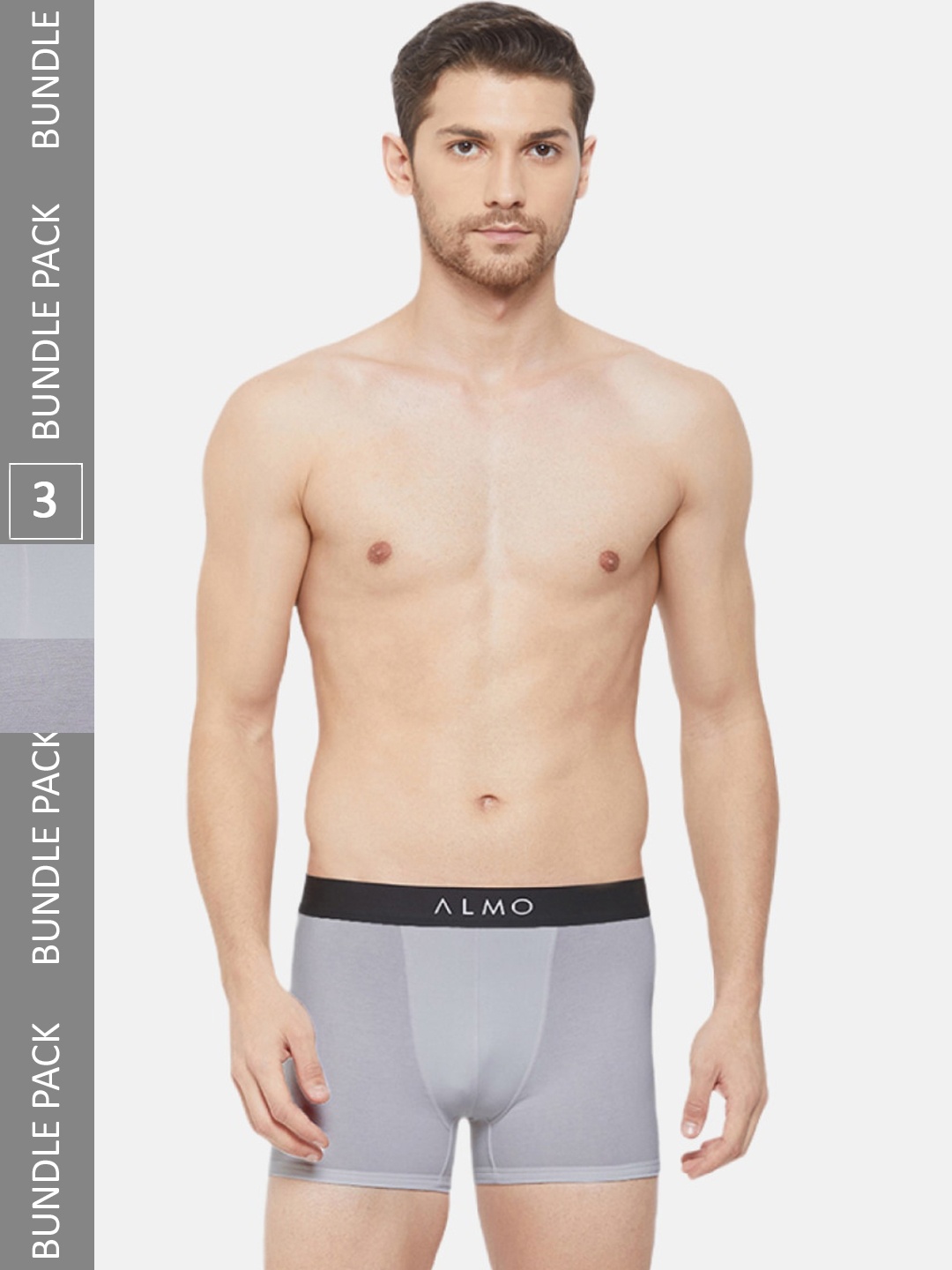 

Almo Wear Men Pack Of 3 4-Way Stretch Anti-Microbial Finish Trunks, Grey