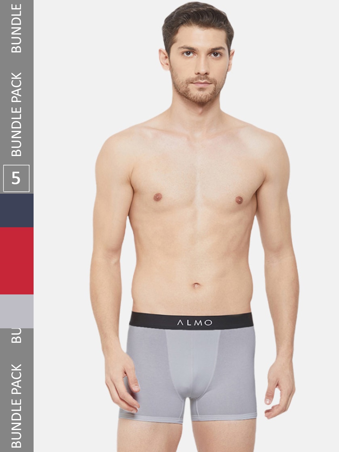 

Almo Wear Men Pack Of 5 Anti Odour 4-Way Stretch Anti-Microbial Finish Trunks, Blue