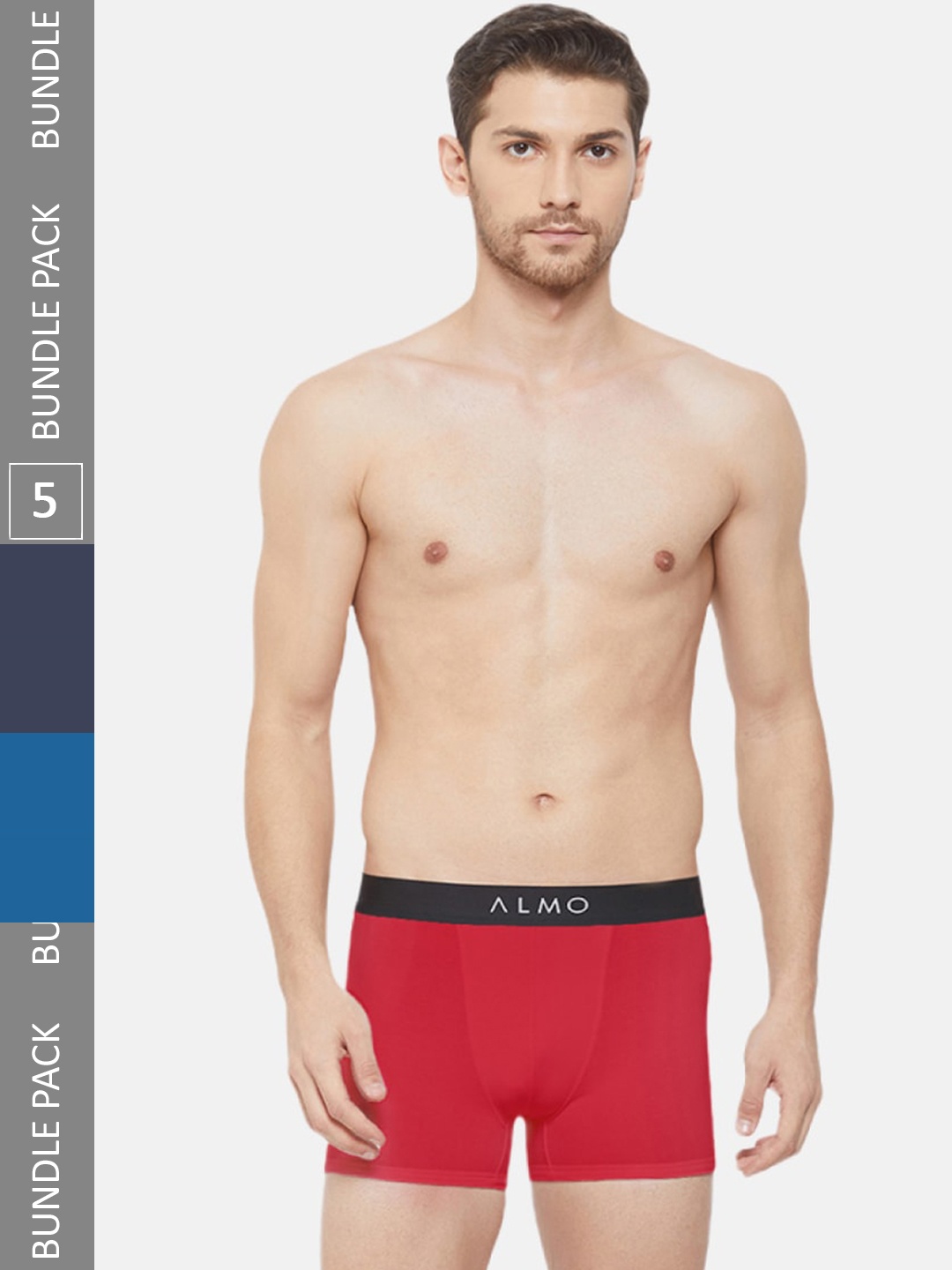 

Almo Wear Men Pack Of 5 4-Way Stretch Anti-Microbial Finish Trunks, Navy blue