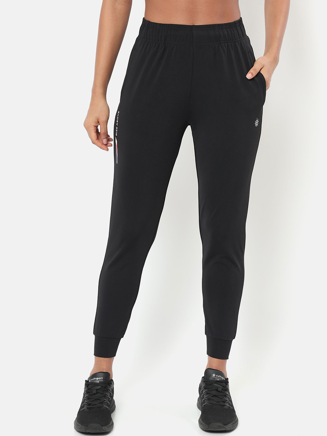 

CULT Women Brand Logo Printed Flydry Active Joggers With Pockets, Black