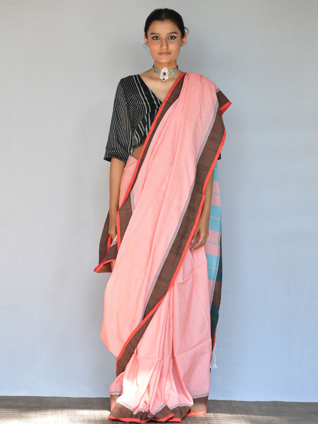 

Chidiyaa Poly Cotton Saree With Tassel, Orange