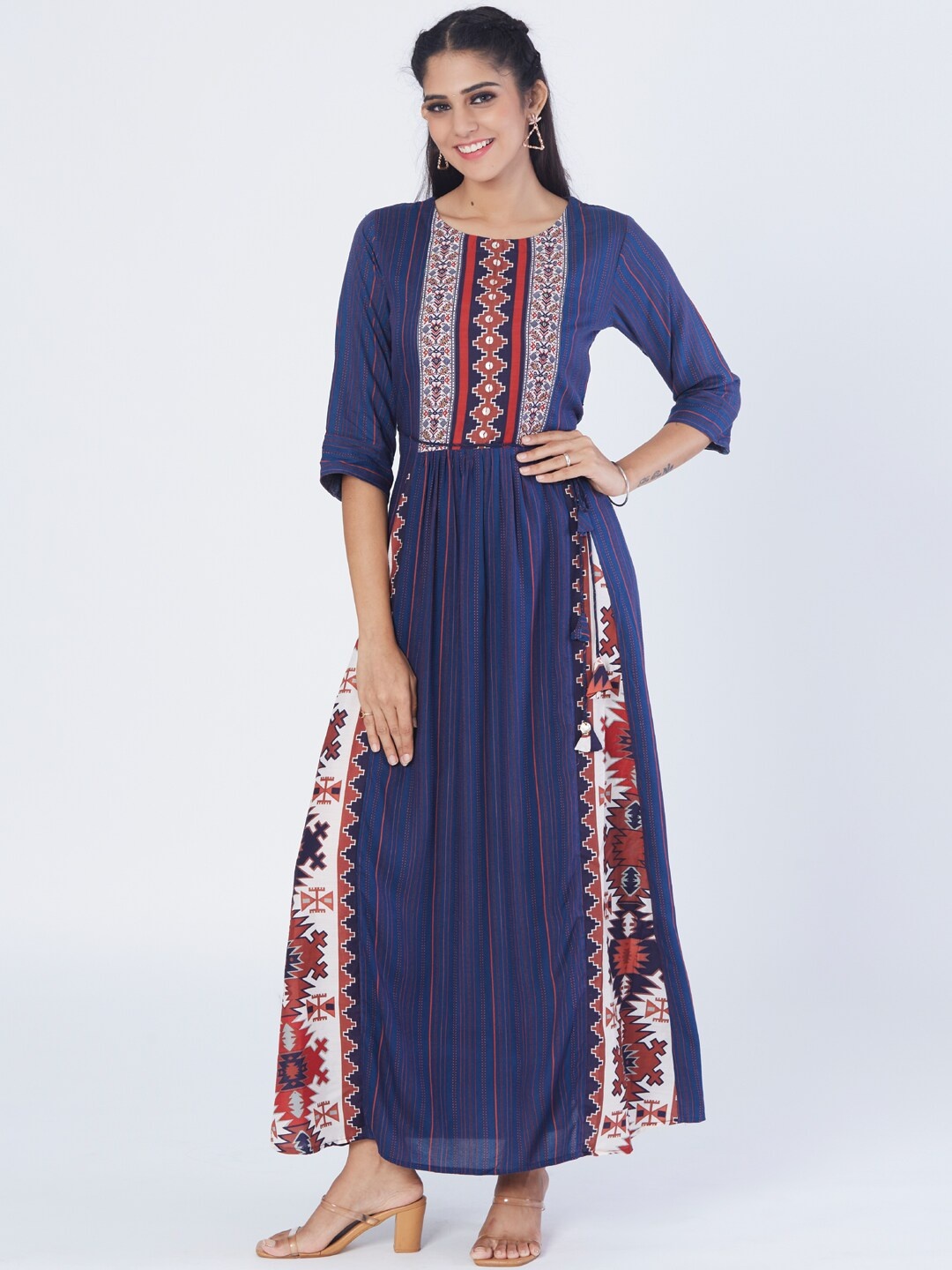 

taruni Geometric Printed Ethnic Dress, Blue