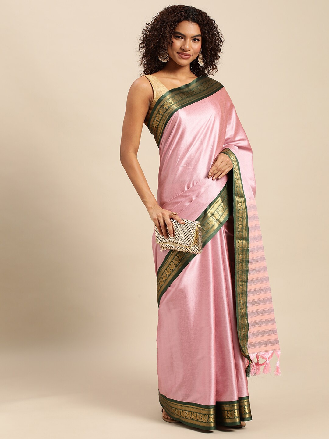 

AVANTIKA FASHION Zari Silk Cotton Banarasi Saree, Pink