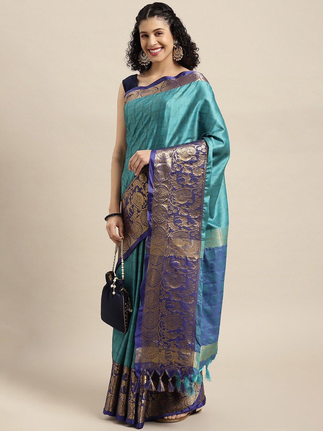 

AVANTIKA FASHION Woven Design Zari Silk Cotton Banarasi Saree, Blue