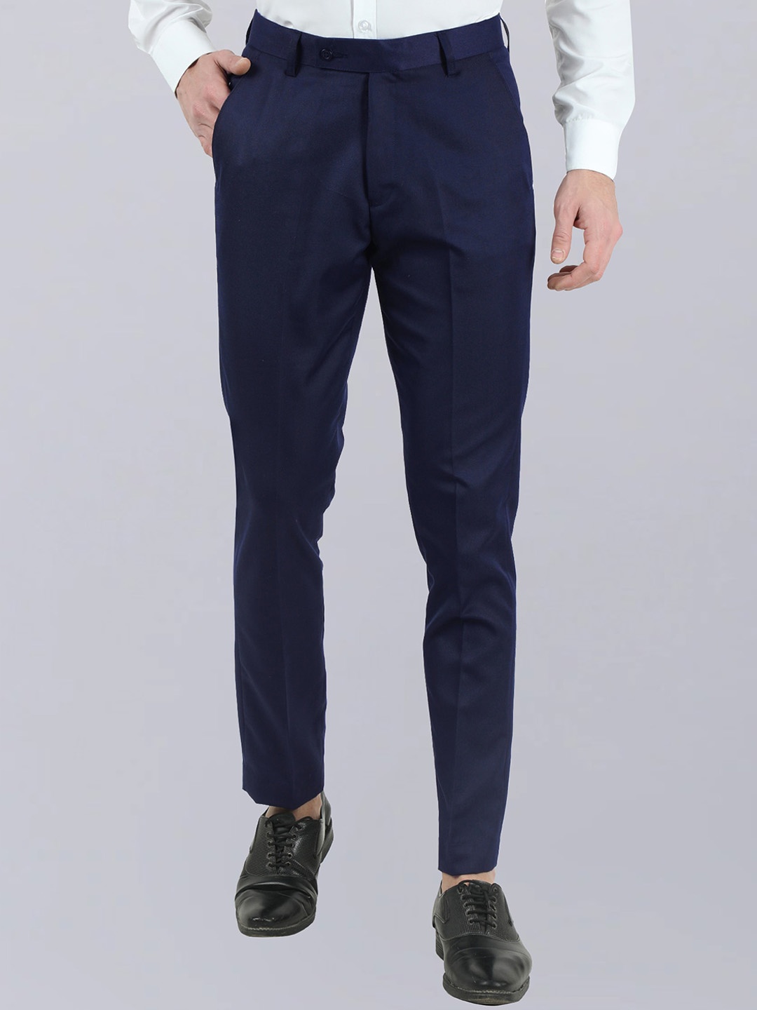 

VEI SASTRE Men Smart Slim Fit Formal Trouser, Navy blue