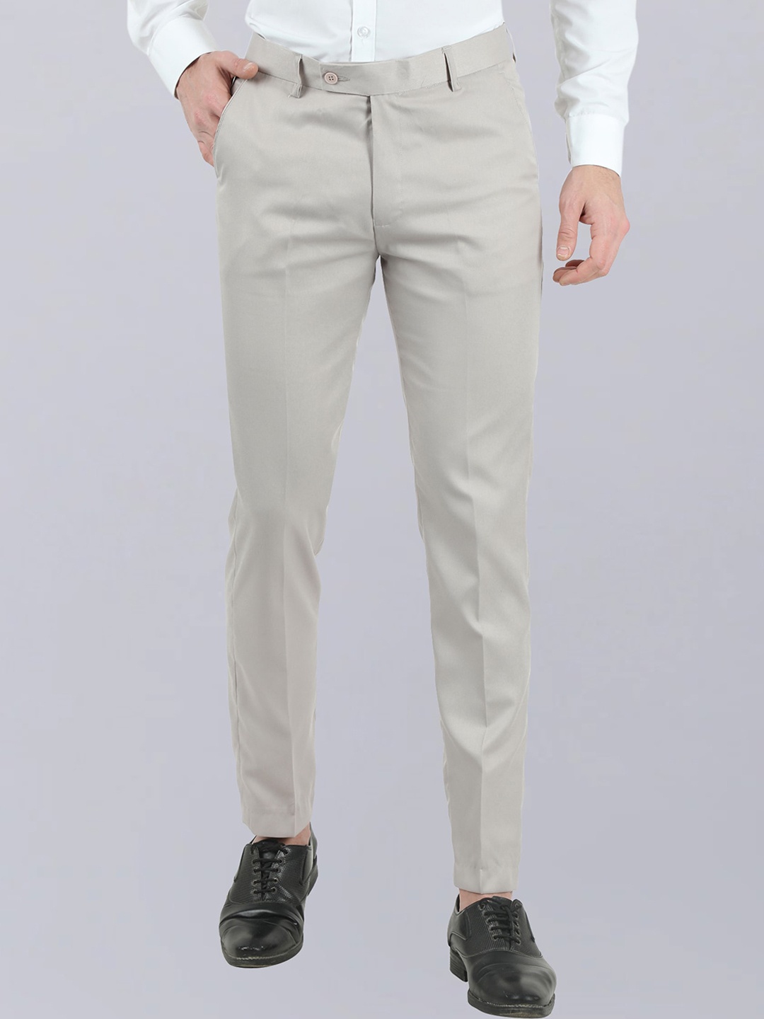 

VEI SASTRE Men Mid-Rise plain Smart Slim Fit Formal Trousers, Beige