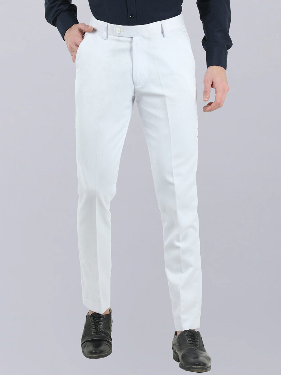 

VEI SASTRE Men Smart Slim Fit Formal Trousers, White