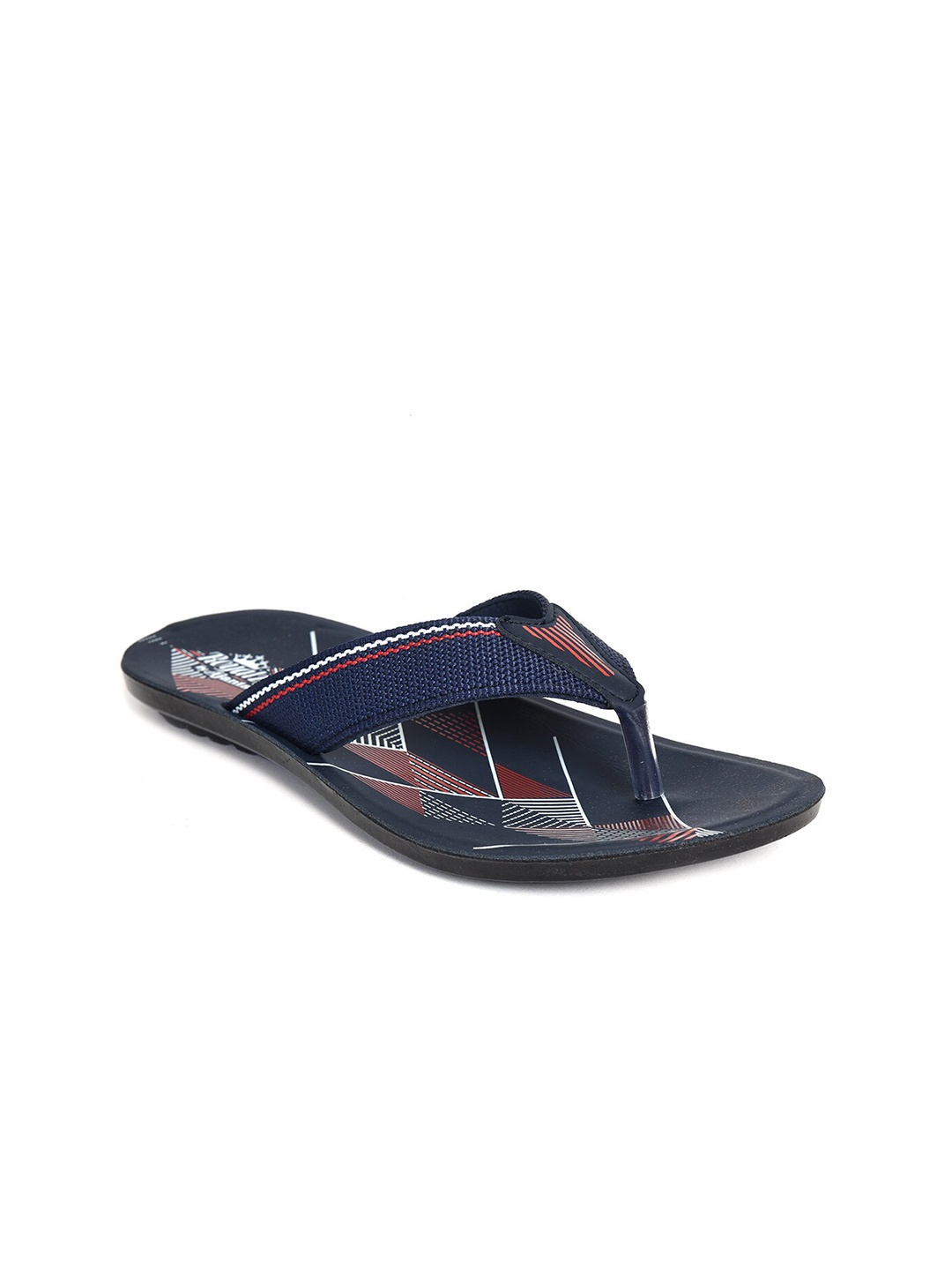 

Ajanta Men T-Straps Printed Thong Flip-Flops, Blue