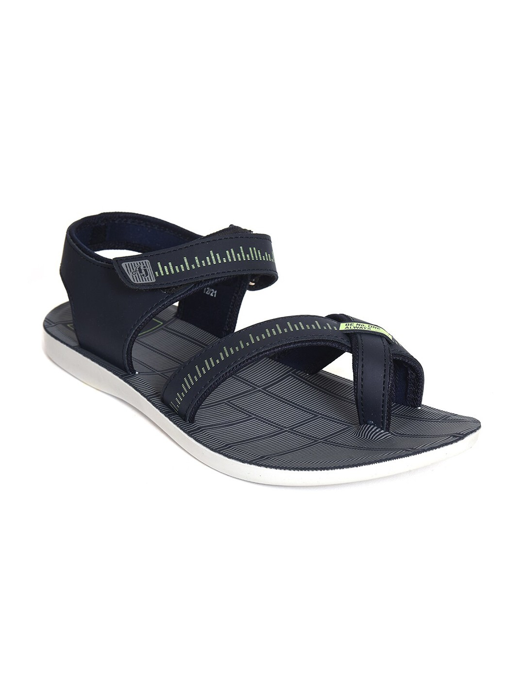 

Ajanta Men Open One Toe Printed Velcro Comfort Sandals, Navy blue