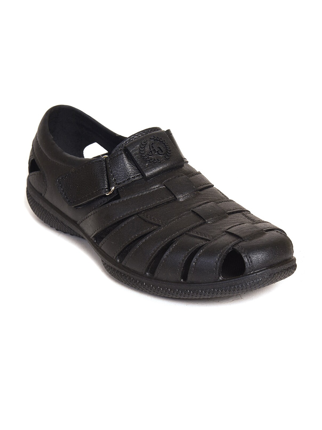 

Ajanta Men Velcro Closure Fisherman Sandals, Black