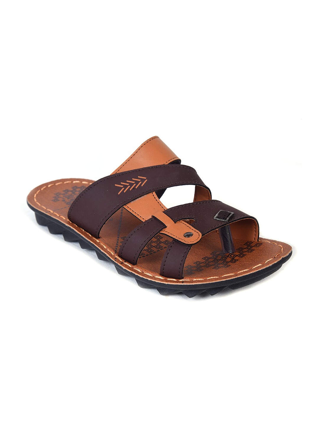 

Ajanta Men Textured Open Toe Comfort Sandals, Brown