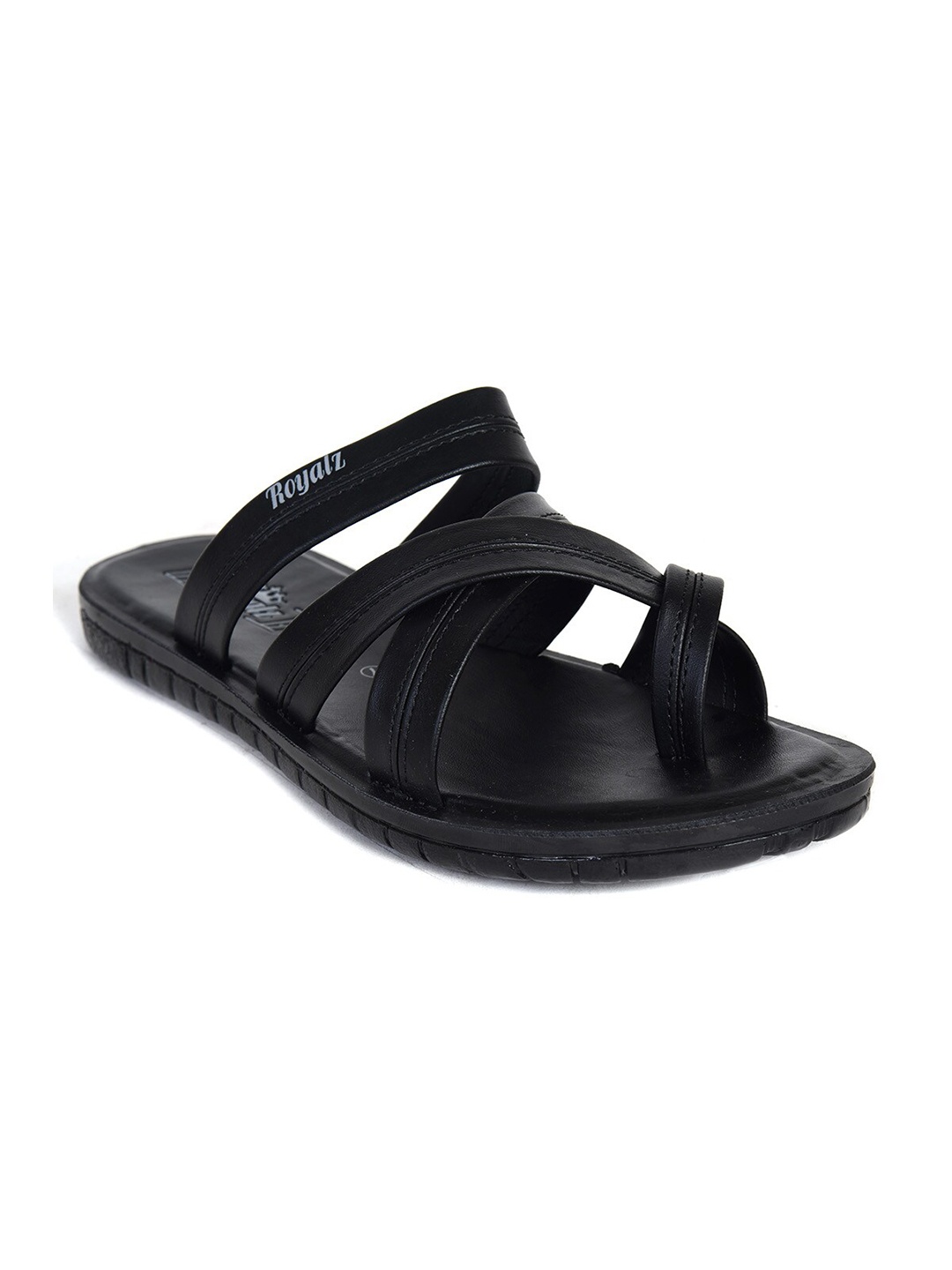 

Ajanta Men Open One Toe Comfort Sandals, Black