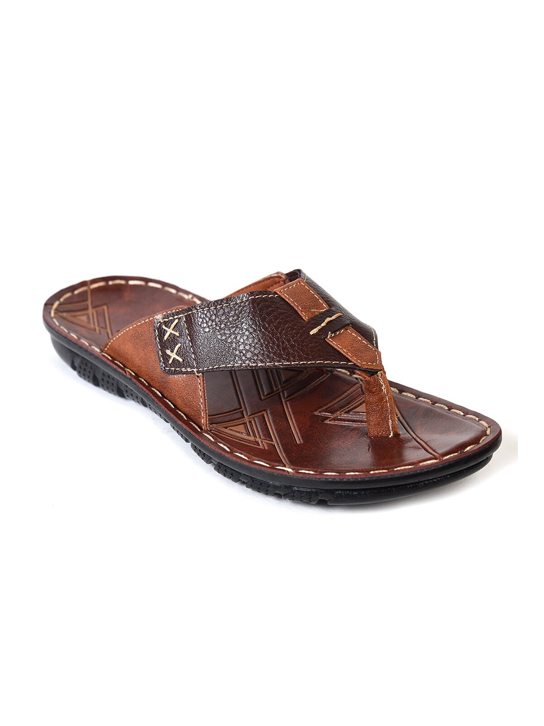

Ajanta Men Textured Comfort Sandals, Brown