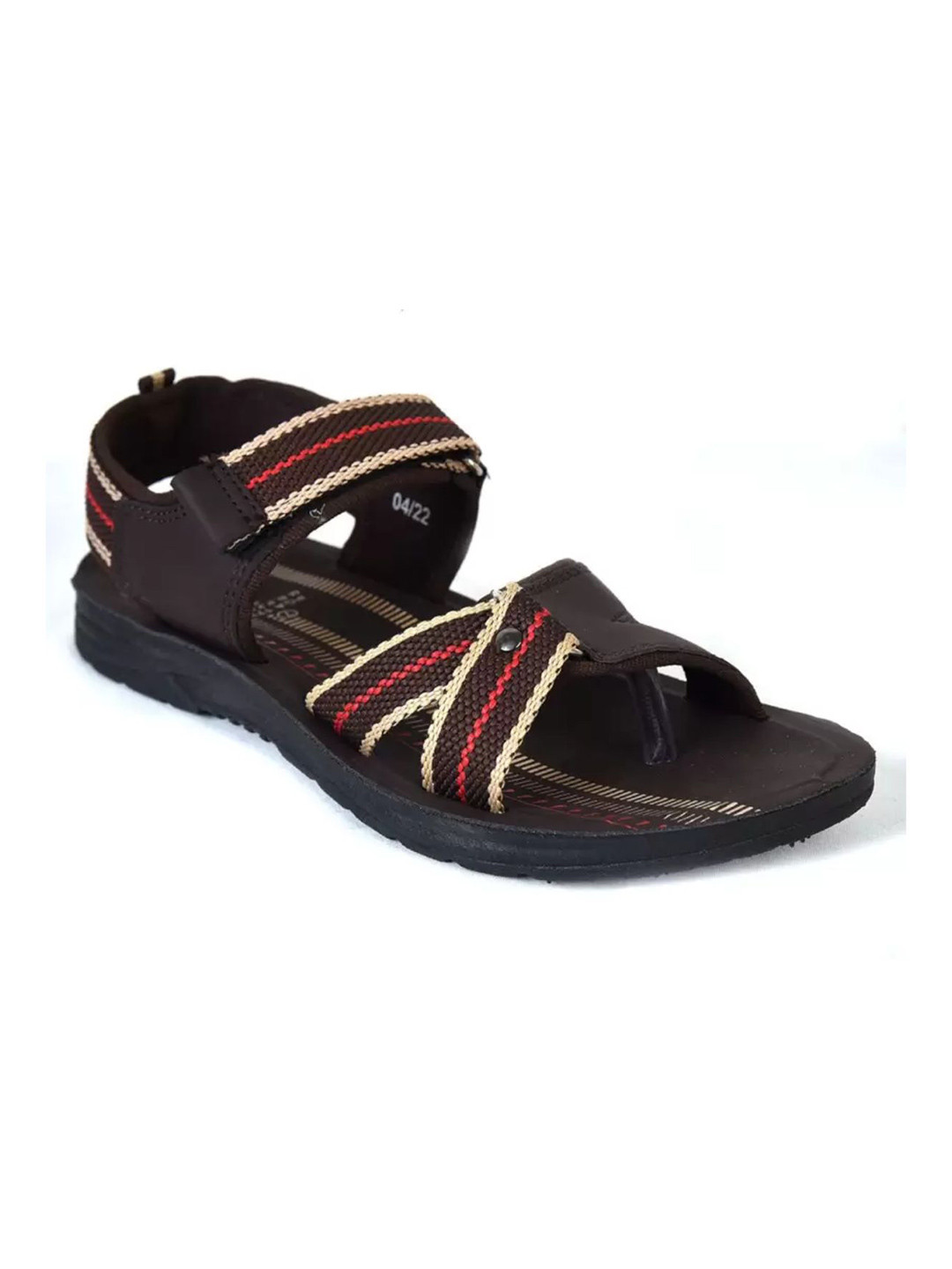 

Ajanta Men Striped Comfort Sandals, Brown
