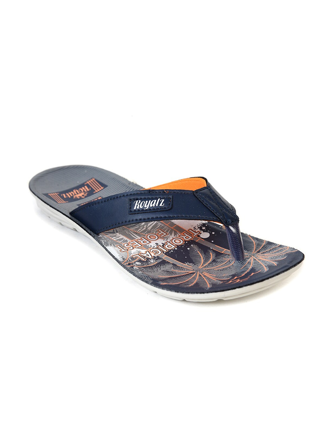 

Ajanta Men T-Straps Printed Thong Flip-Flops, Blue