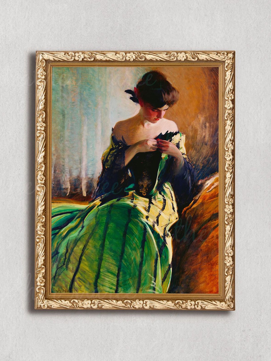 

THE VINTAGE ARTISTRY Brown & Green Classic Painting Wall Art