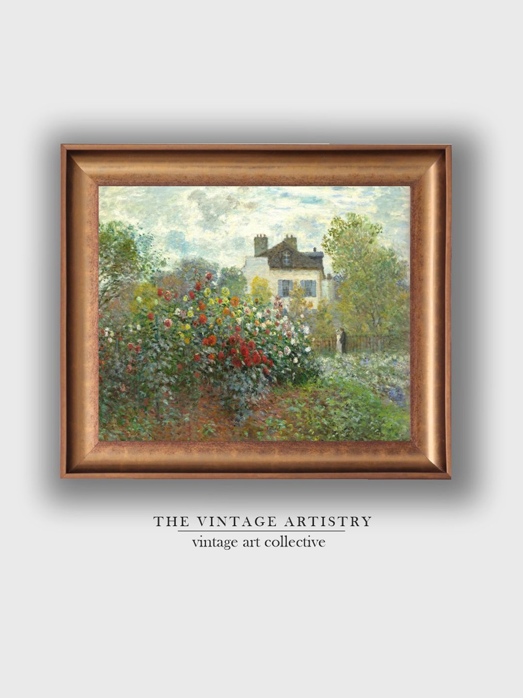 

THE VINTAGE ARTISTRY Brown & Green Interior Of Cottage Framed Wall Painting
