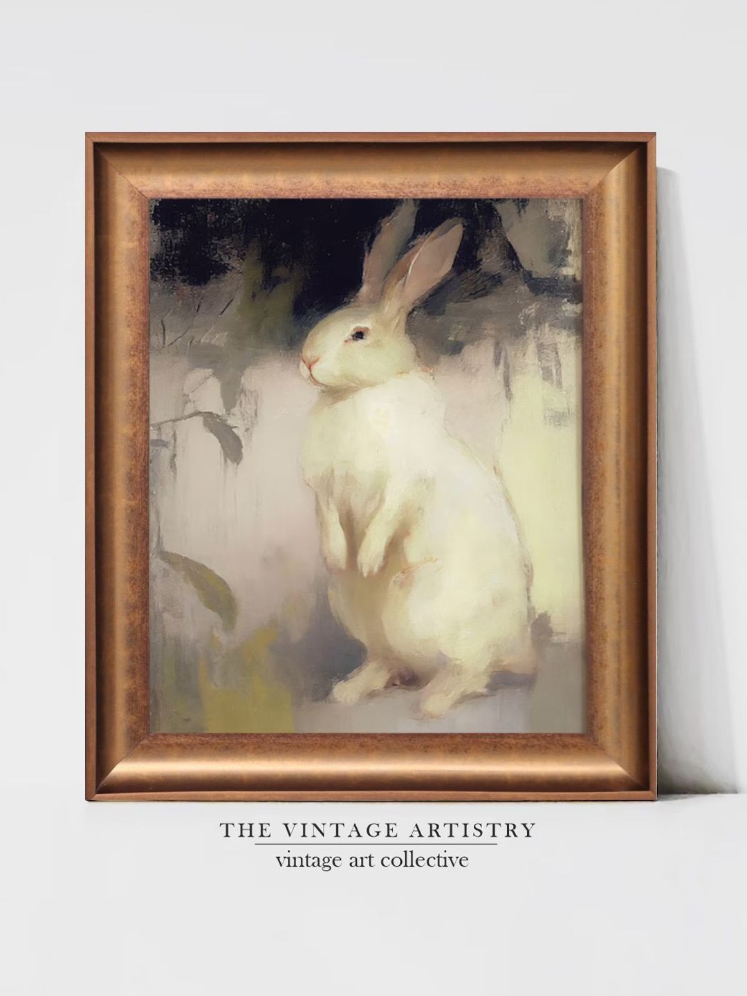 

THE VINTAGE ARTISTRY Brown & White Spring Rabbit Wooden Framed Wall Art
