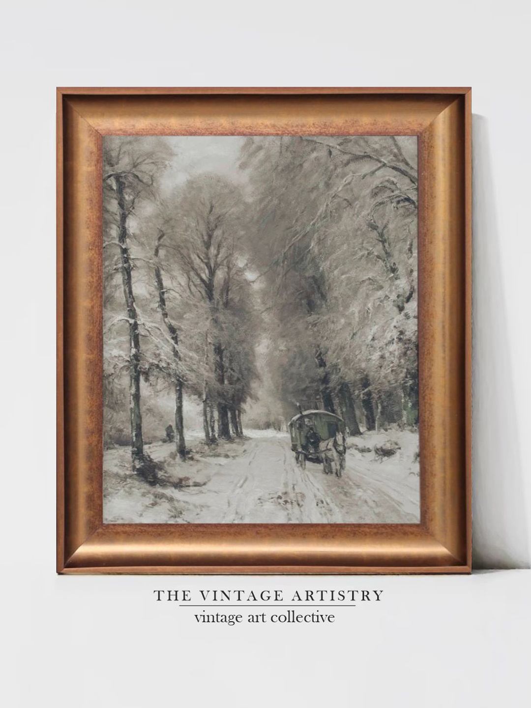 

THE VINTAGE ARTISTRY Grey & Gold-Toned Moody Forest Painting Wall Art