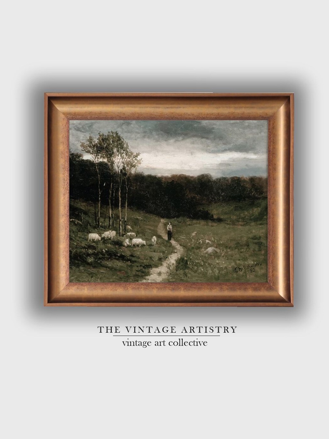 

THE VINTAGE ARTISTRY Landscape Digital Painted Wall Art, Beige