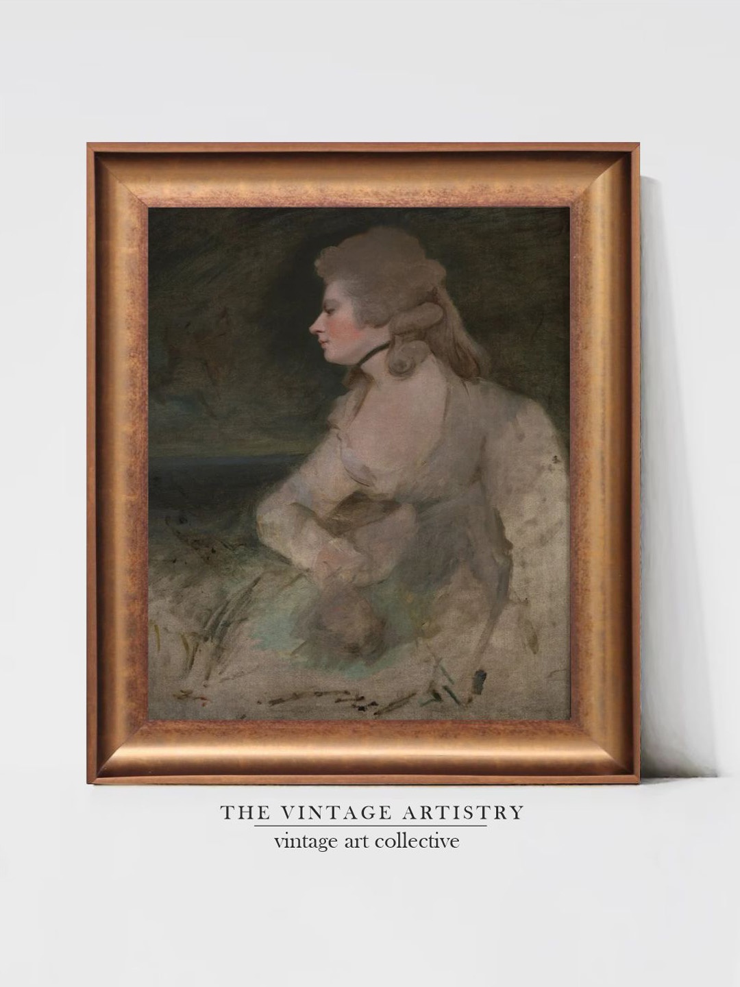 

THE VINTAGE ARTISTRY Grey & Gold-Toned Antique Painting Wall Art