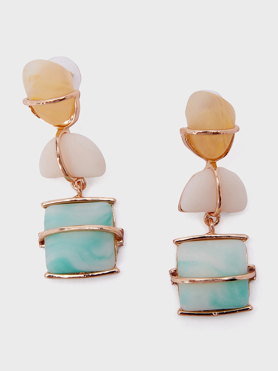 

20Dresses Stones Studded Contemporary Drop Earrings, Pink