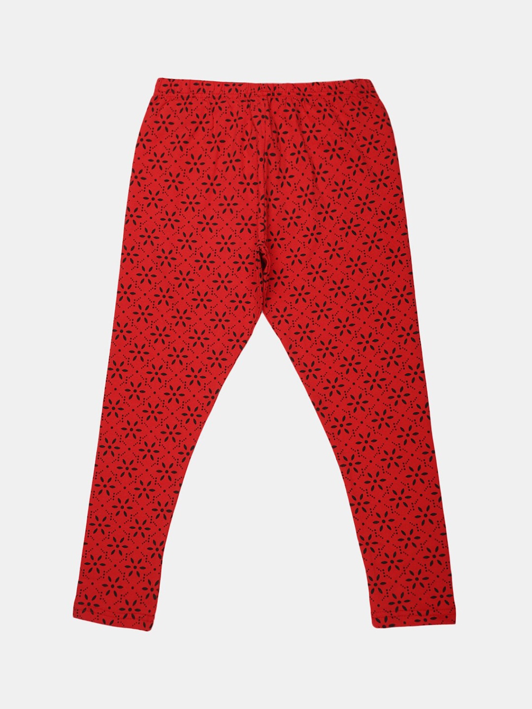 

V-Mart Girls Printed Ankle-Length Cotton Lycra Leggings, Red