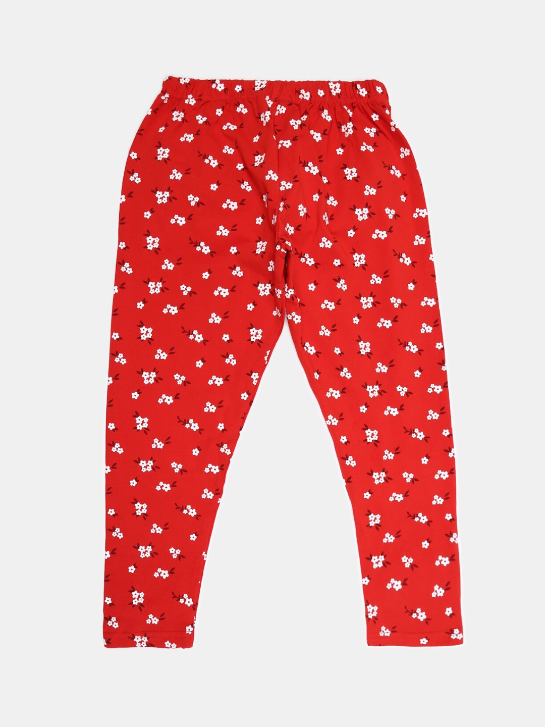 

V-Mart Girls Printed Ankle-Length Cotton Lycra Leggings, Red