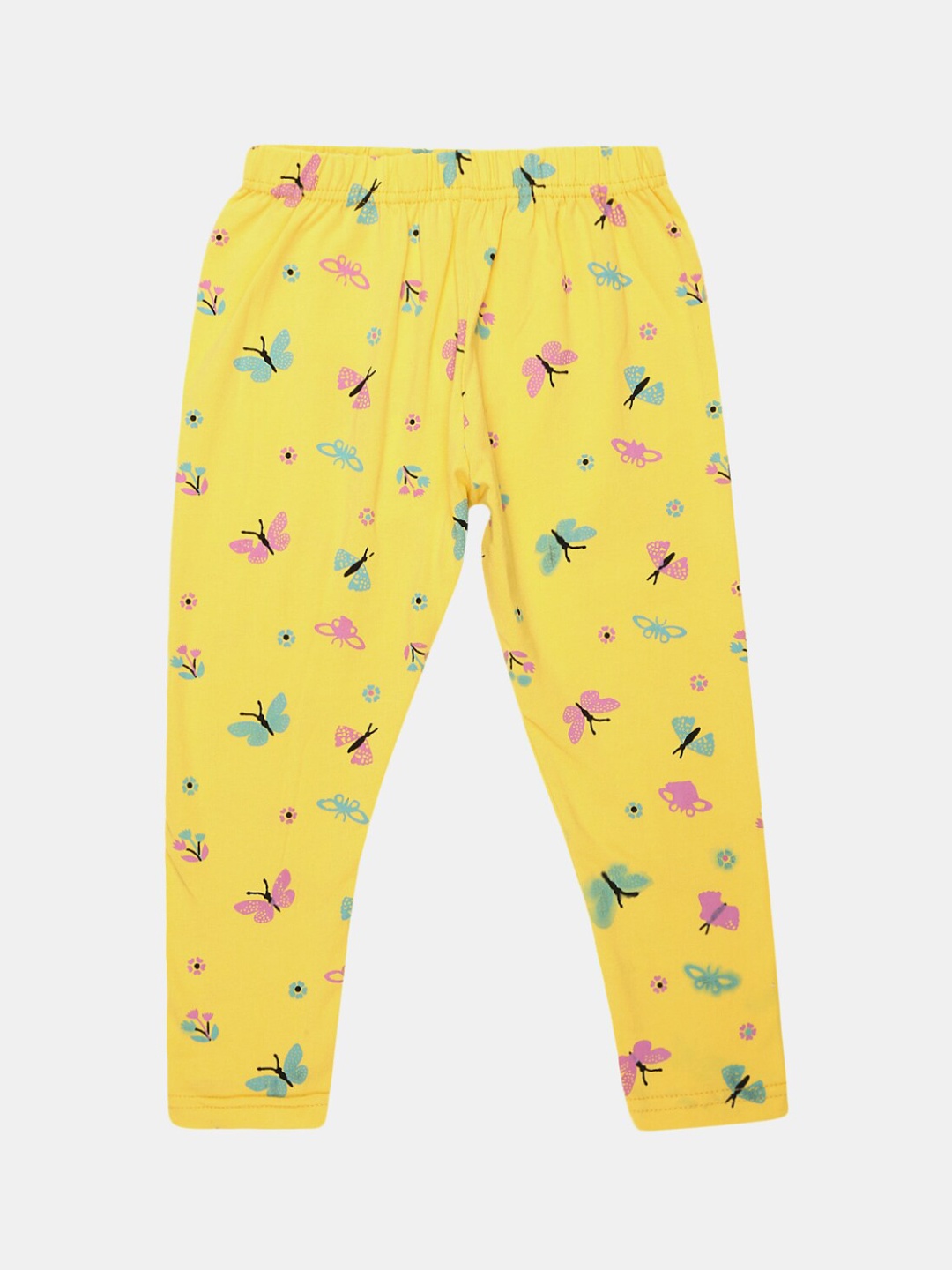 

V-Mart Girls Printed Ankle-Length Cotton Lycra Leggings, Yellow