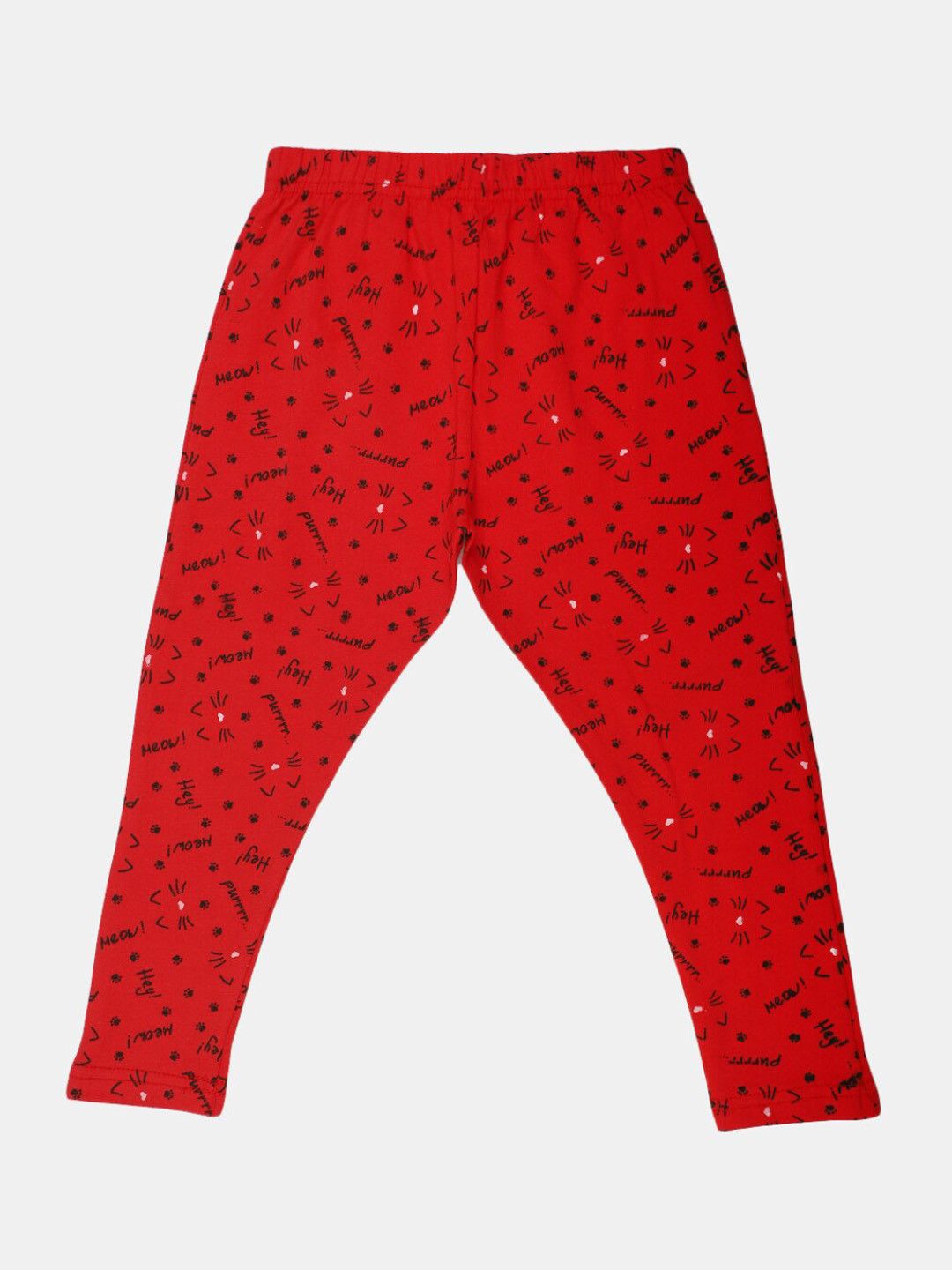 

V-Mart Girls Printed Ankle-Length Cotton Lycra Leggings, Red