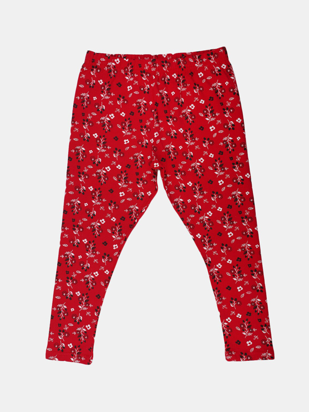 

V-Mart Girls Printed Ankle Length Cotton Lycra Leggings, Red