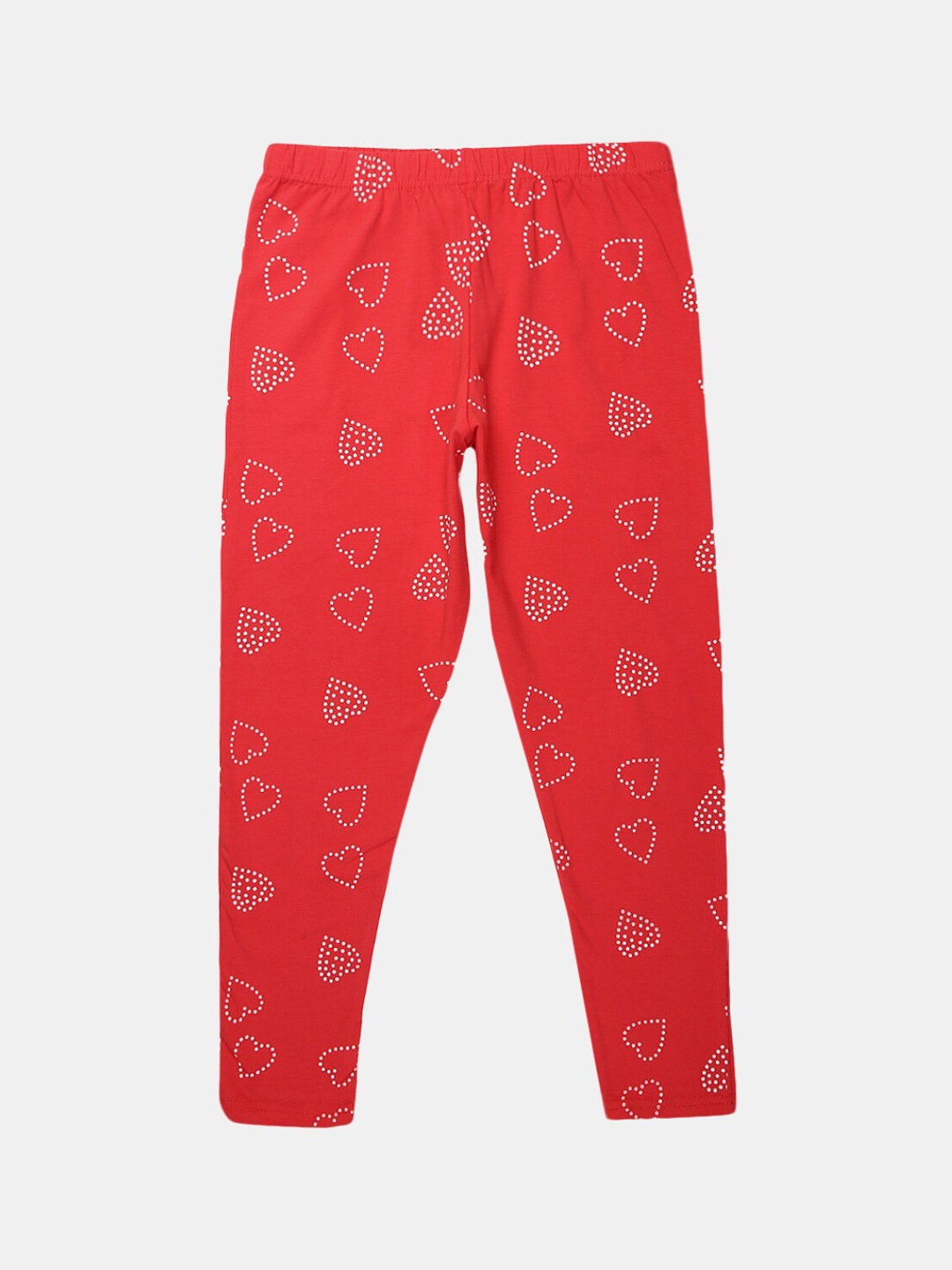 

V-Mart Girls Printed Ankle-Length Cotton Lycra Leggings, Coral