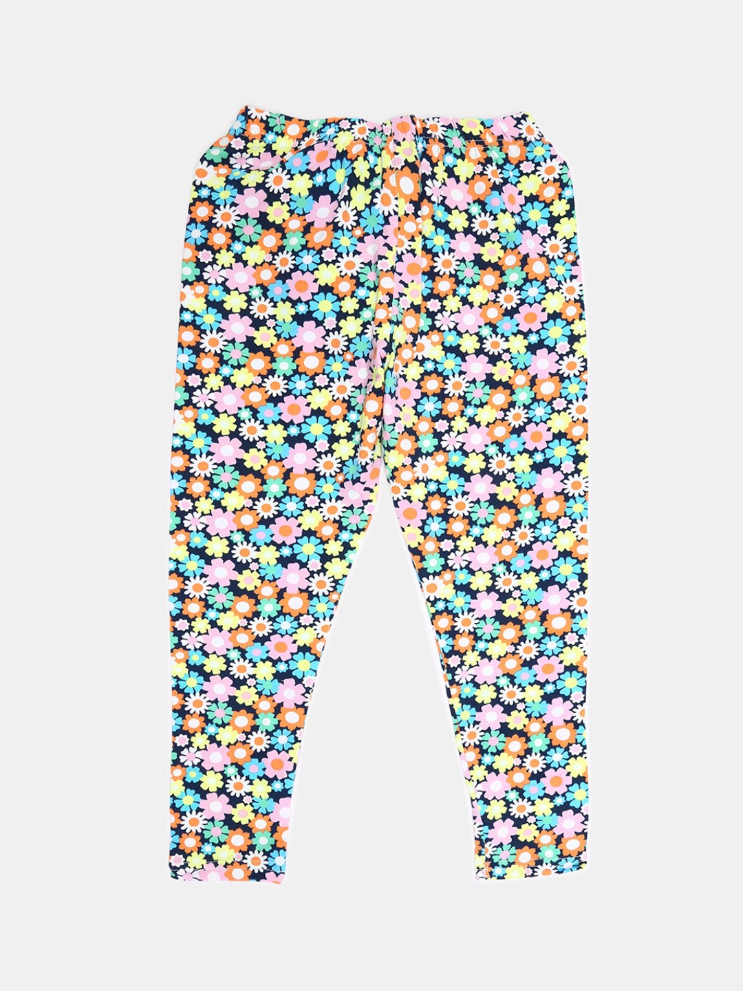 

V-Mart Girls Printed Cotton Lycra Ankle Length Leggings, Navy blue