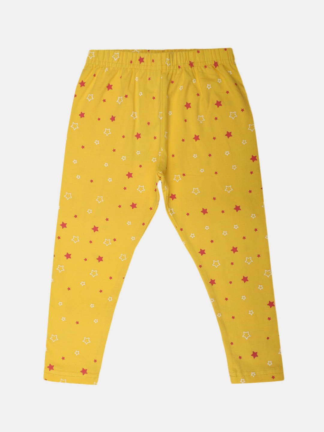 

V-Mart Girls Printed Ankle Length Cotton Lycra Leggings, Yellow