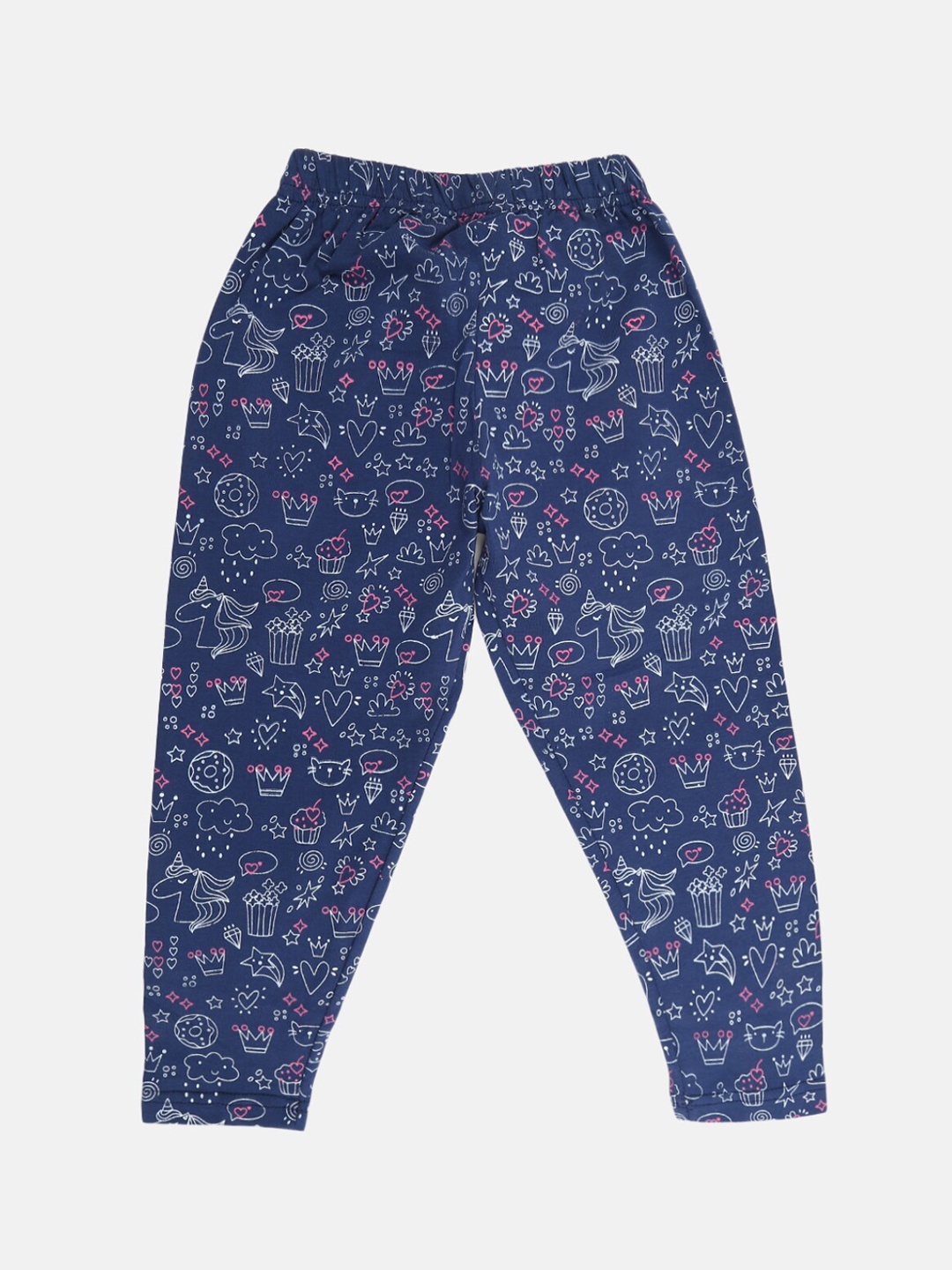 

V-Mart Girls Printed Ankle-Length Cotton Lycra Leggings, Navy blue