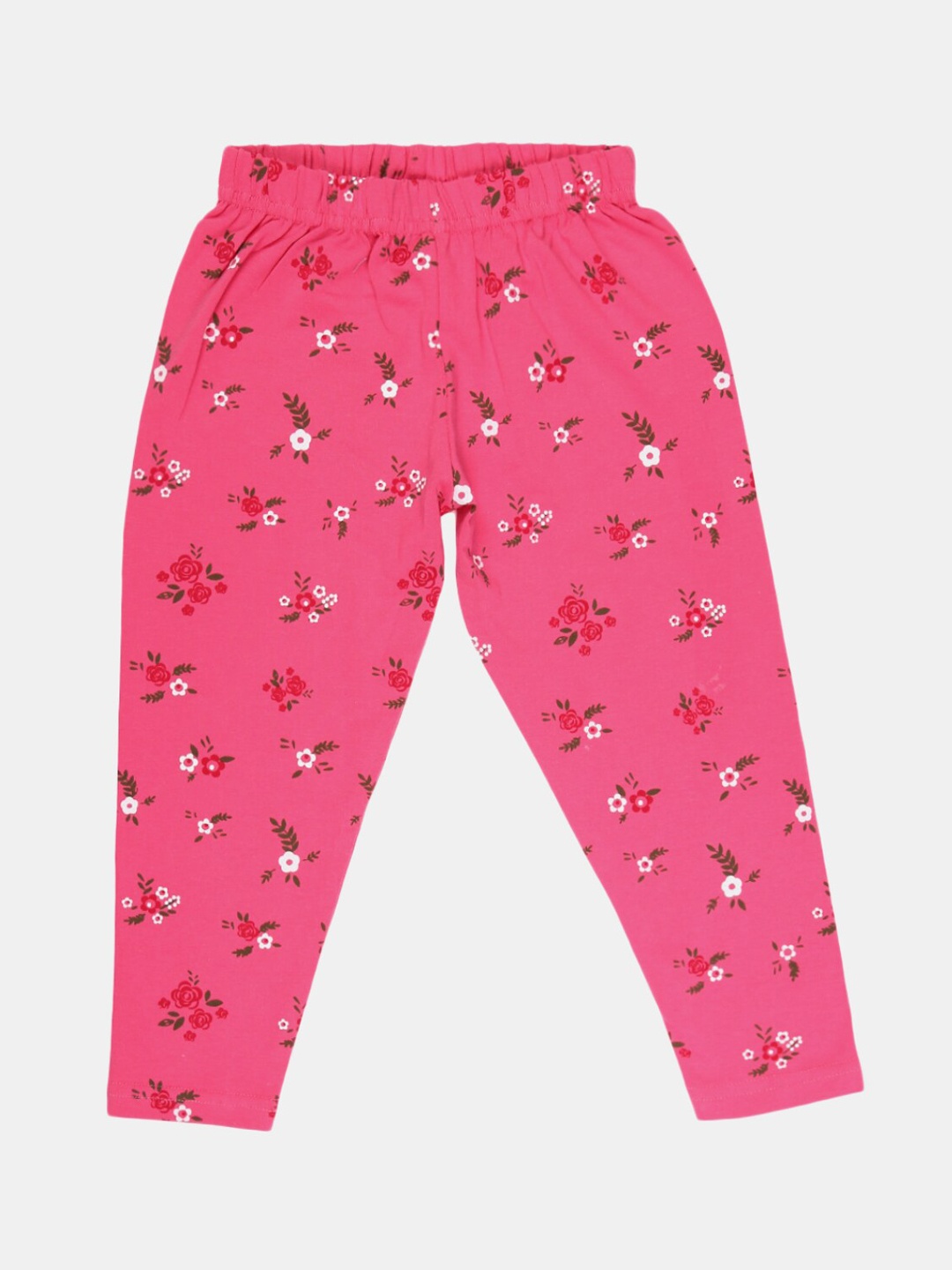 

V-Mart Girls Printed Ankle-Length Cotton Lycra Leggings, Pink