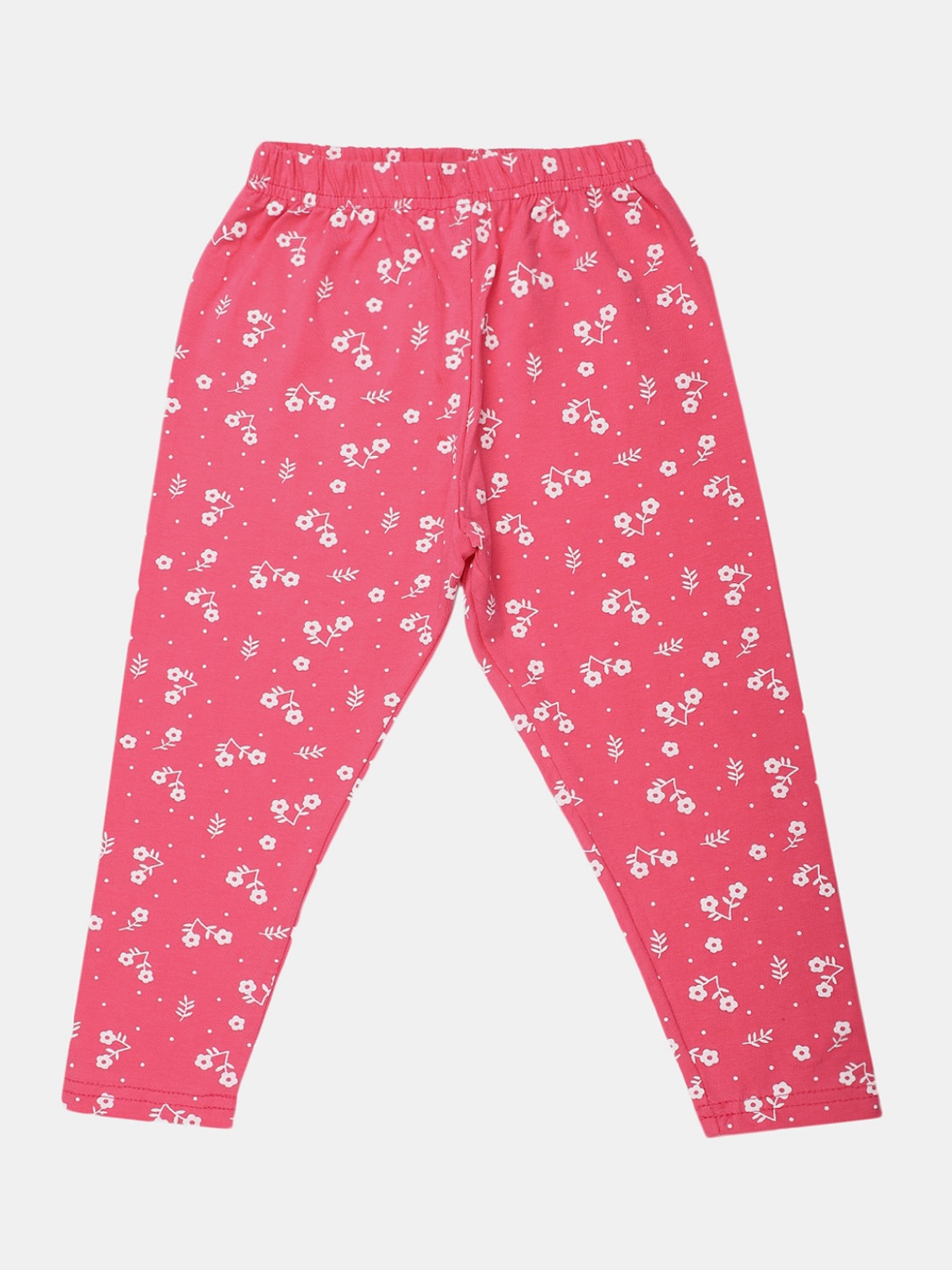 

V-Mart Girls Printed Ankle-Length Cotton Lycra Leggings, Pink