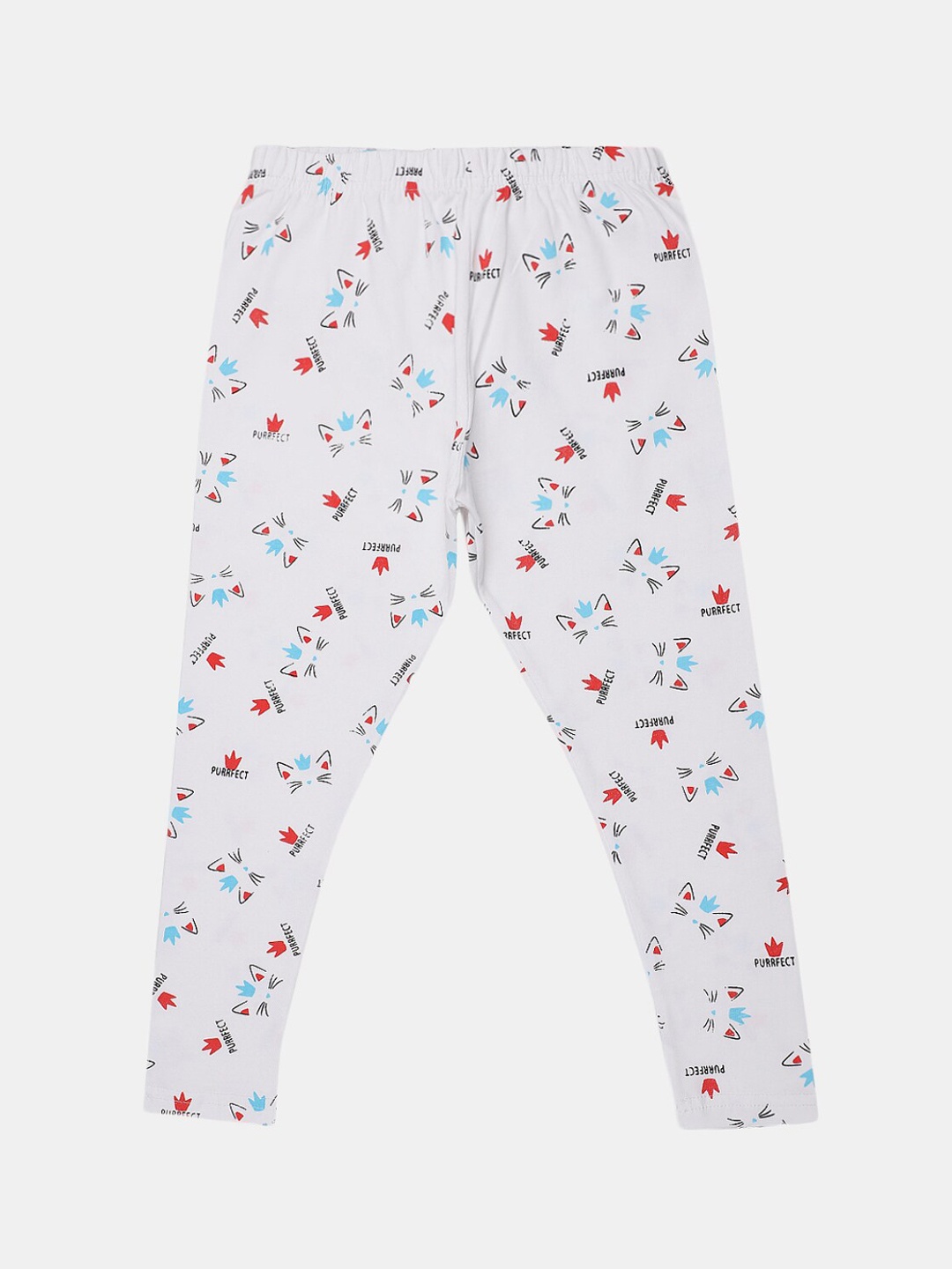 

V-Mart Girls Printed Ankle-Length Cotton Lycra Leggings, White