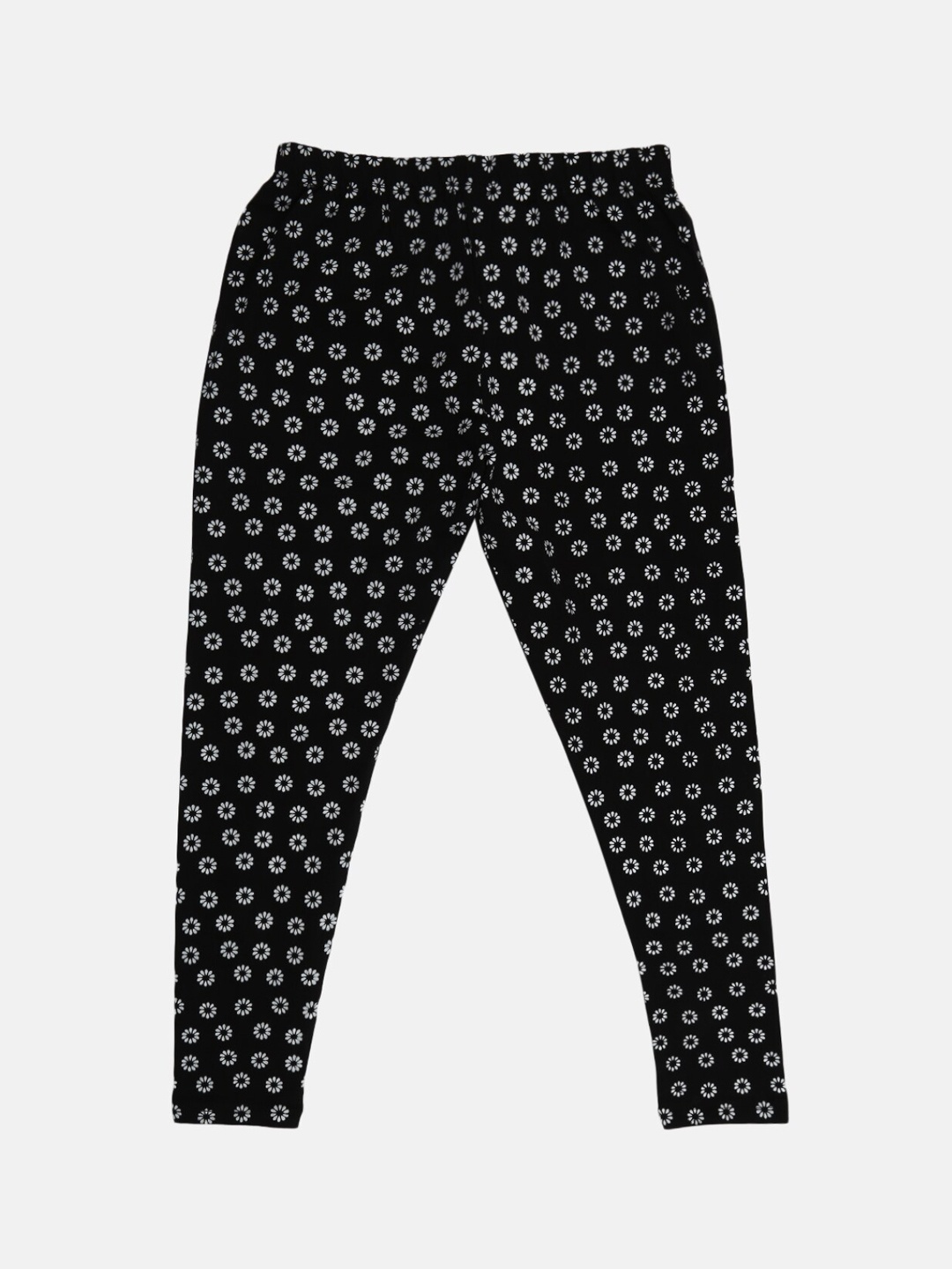 

V-Mart Girls Printed Ankle Length Cotton Lycra Leggings, Black