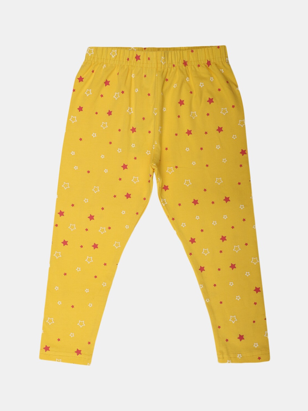 

V-Mart Girls Printed Ankle-Length Cotton Lycra Leggings, Mustard