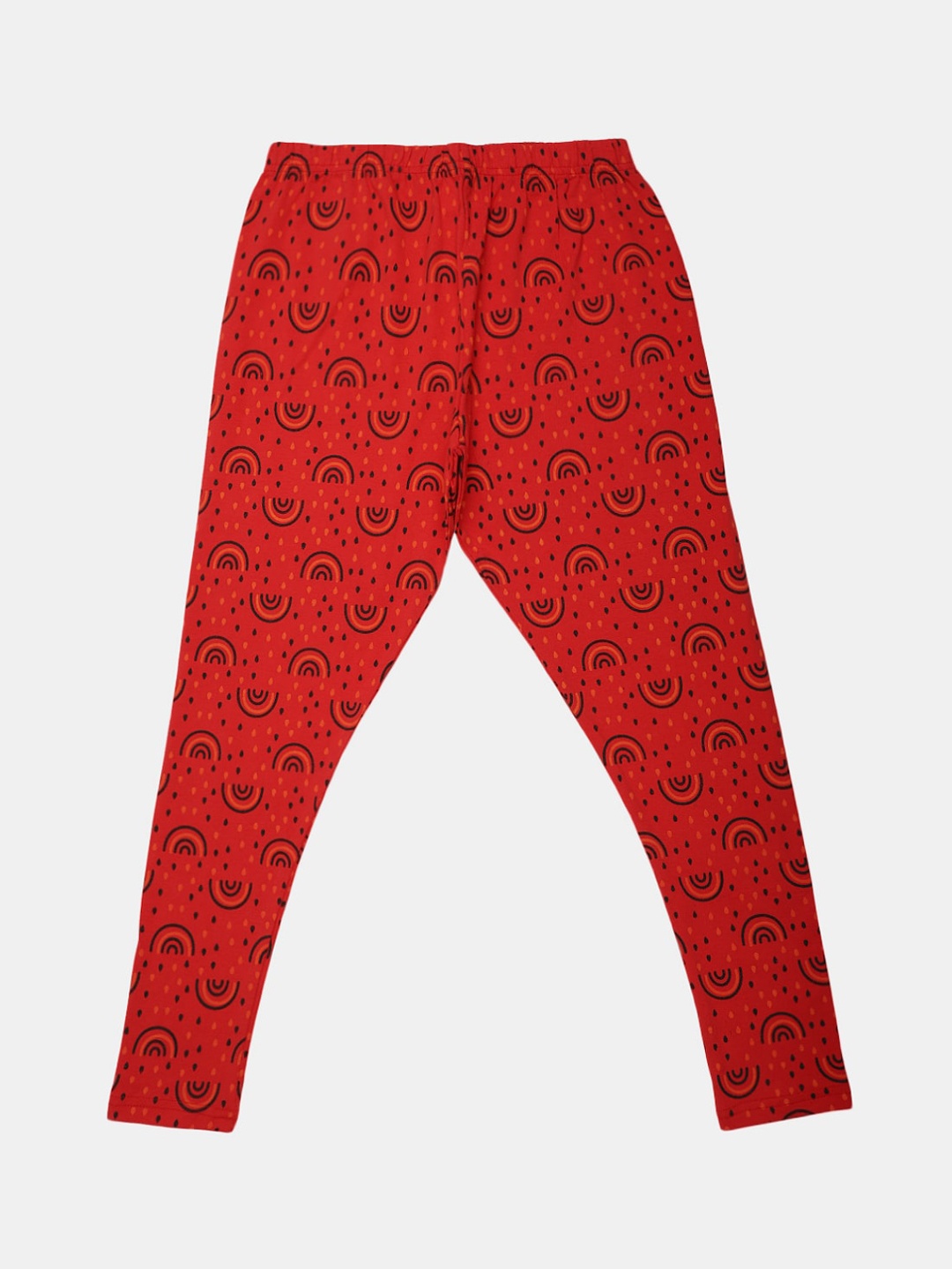 

V-Mart Girls Printed Ankle Length Cotton Lycra Leggings, Red