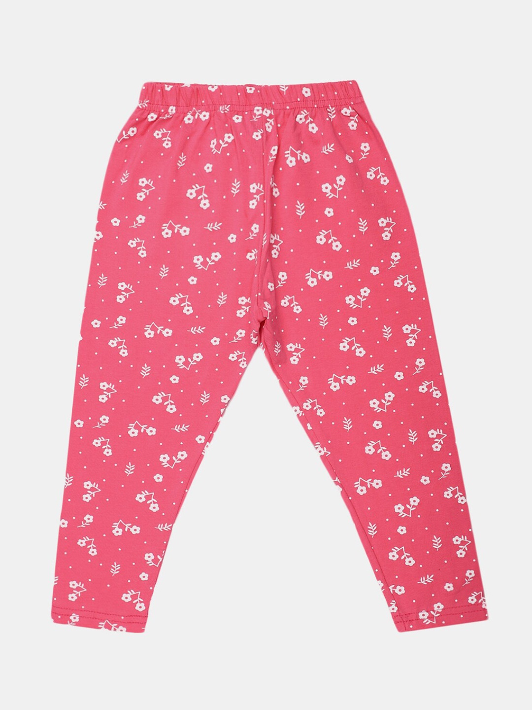 

V-Mart Girls Printed Ankle Length Cotton Lycra Leggings, Pink