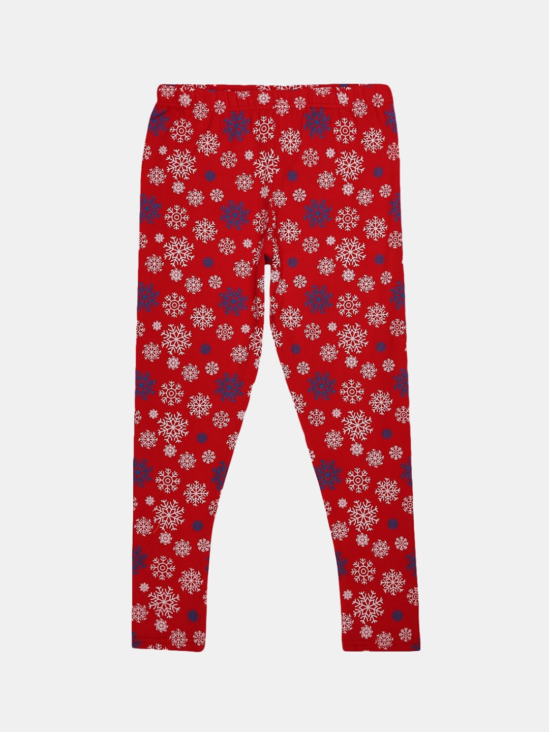 

V-Mart Girls Printed Ankle-Length Cotton Lycra Leggings, Red