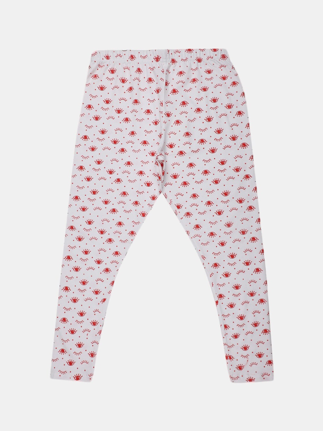 

V-Mart Girls Printed Ankle-Length Cotton Lycra Leggings, White