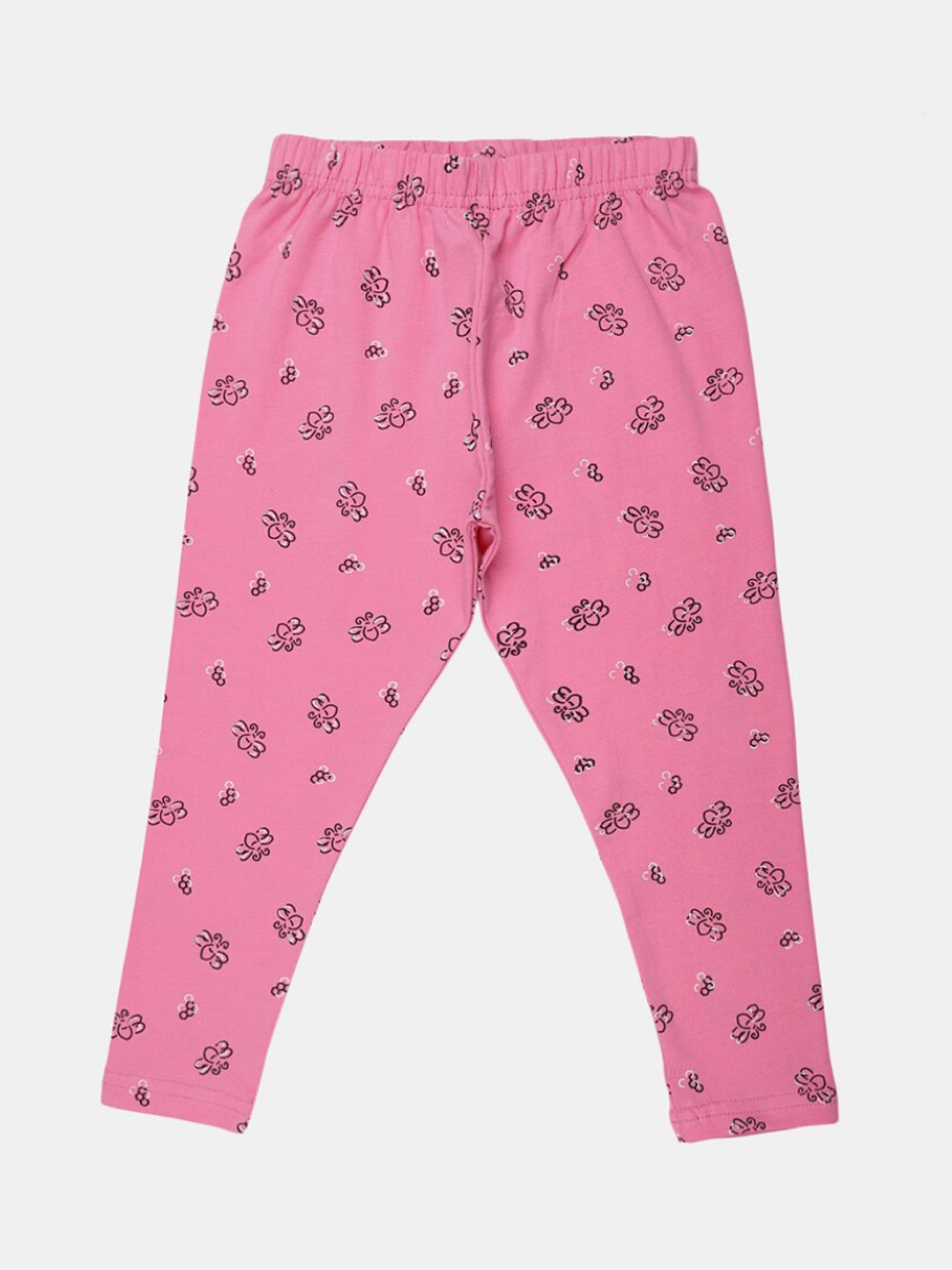 

V-Mart Girls Printed Ankle Length Cotton Lycra Leggings, Pink