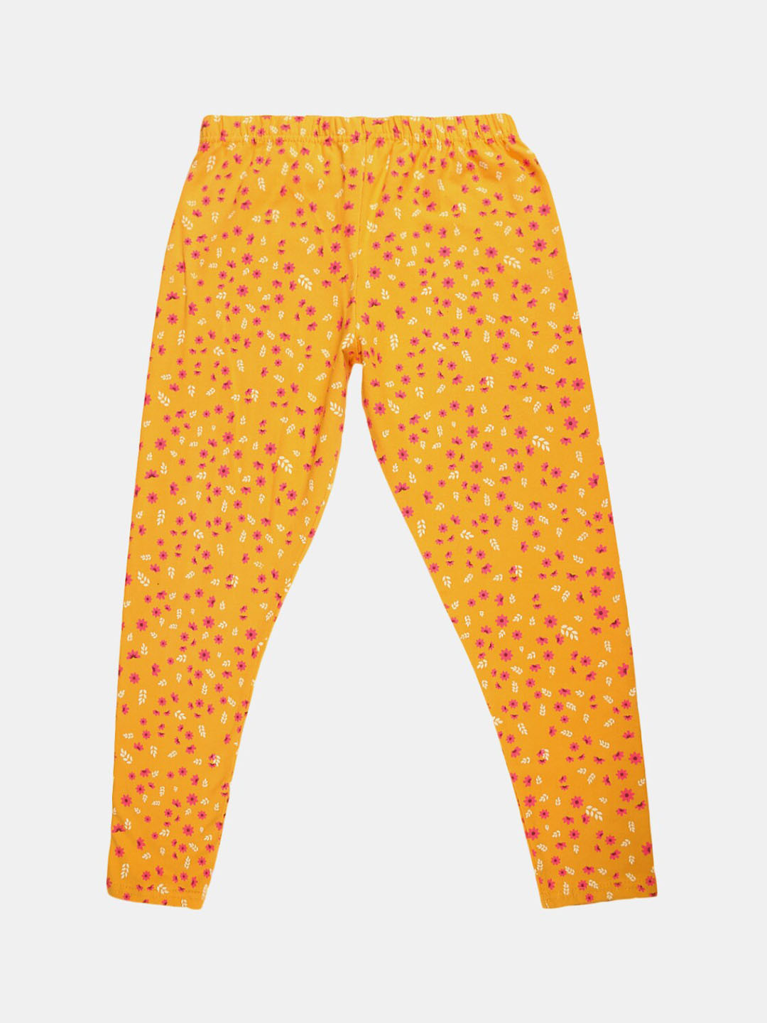 

V-Mart Girls Printed Cotton Lycra Ankle Length Leggings, Yellow