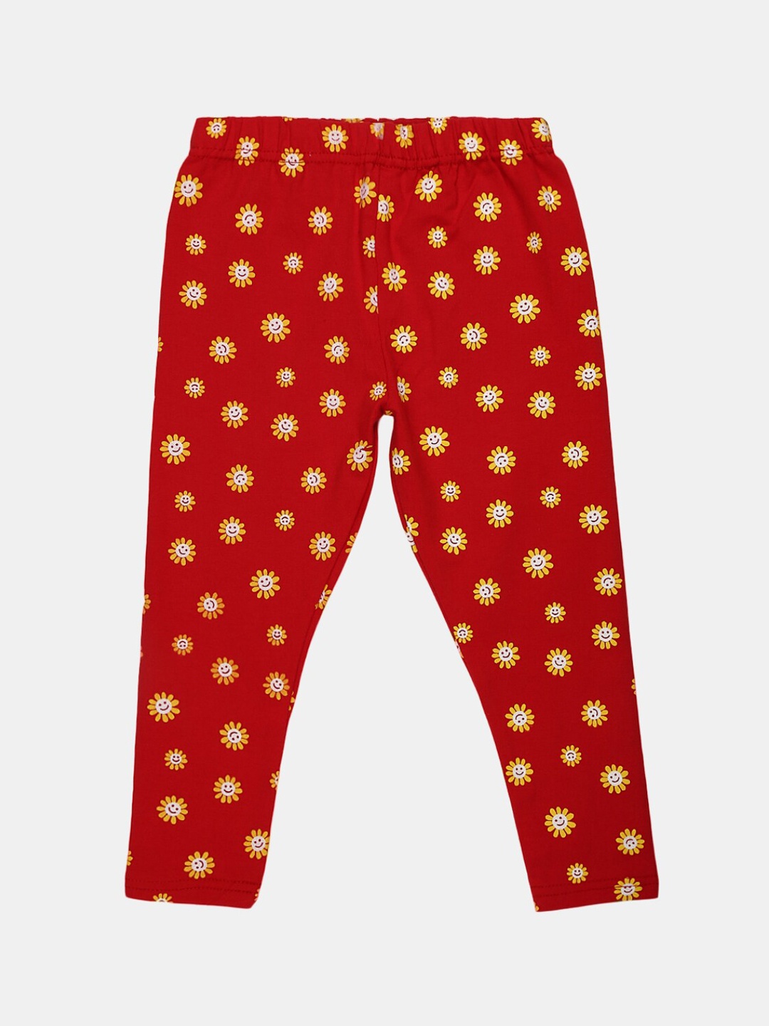 

V-Mart Girls Printed Ankle Length Cotton Lycra Leggings, Red