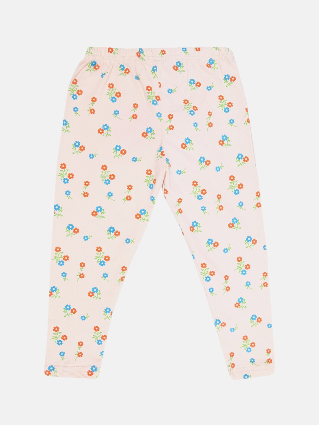 

V-Mart Girls Printed Cotton Lycra Ankle Length Leggings, Peach