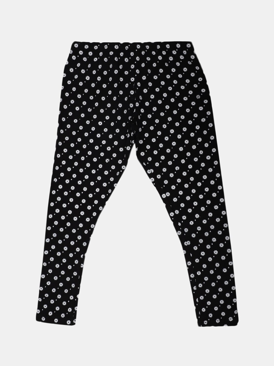 

V-Mart Girls Printed Cotton Lycra Ankle Length Legging, Black