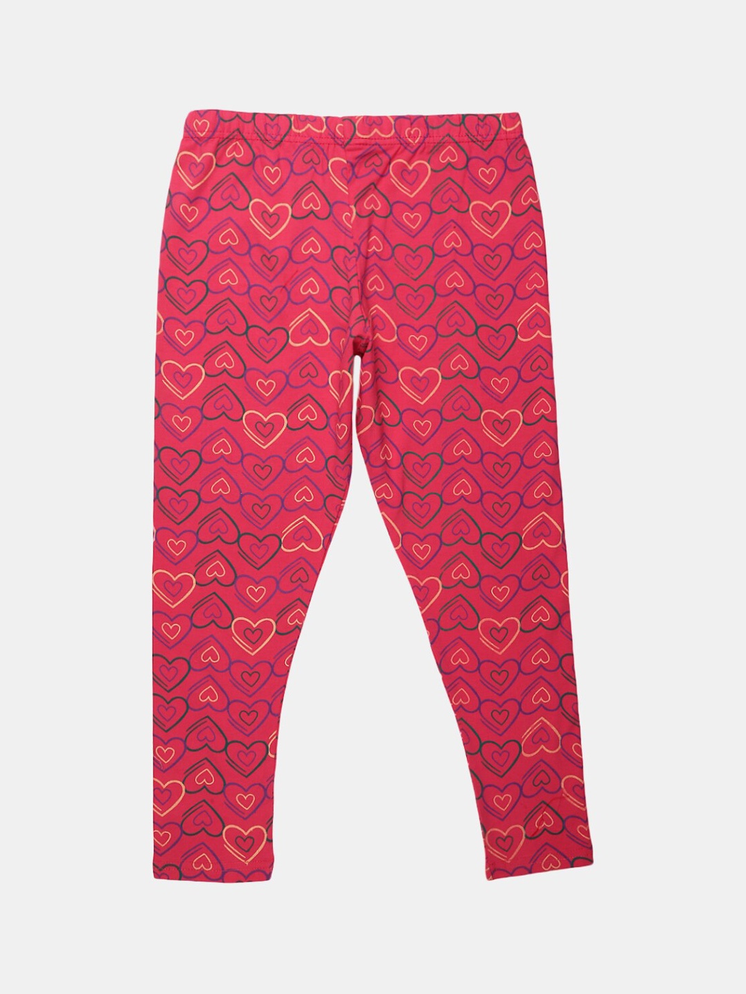 

V-Mart Girls Printed Ankle-Length Cotton Lycra Leggings, Pink